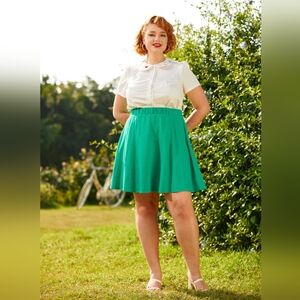 NWT Green Cotton Blend Skater Skirt